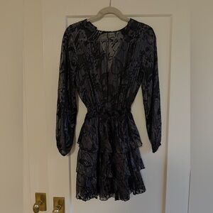 Zara Long Sleeve Black and Gray Dress